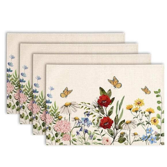 Amazon Other - Amazon AnyDesign Vintage Wildflowers Butterfly Table Place Mats